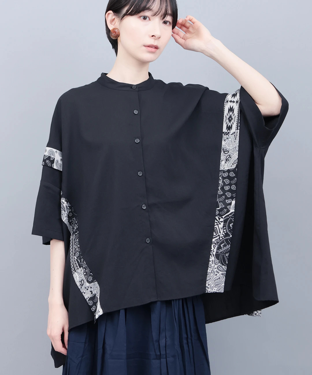 柄ライン切替シャツ / シャツ・ブラウス | エスニックファッション