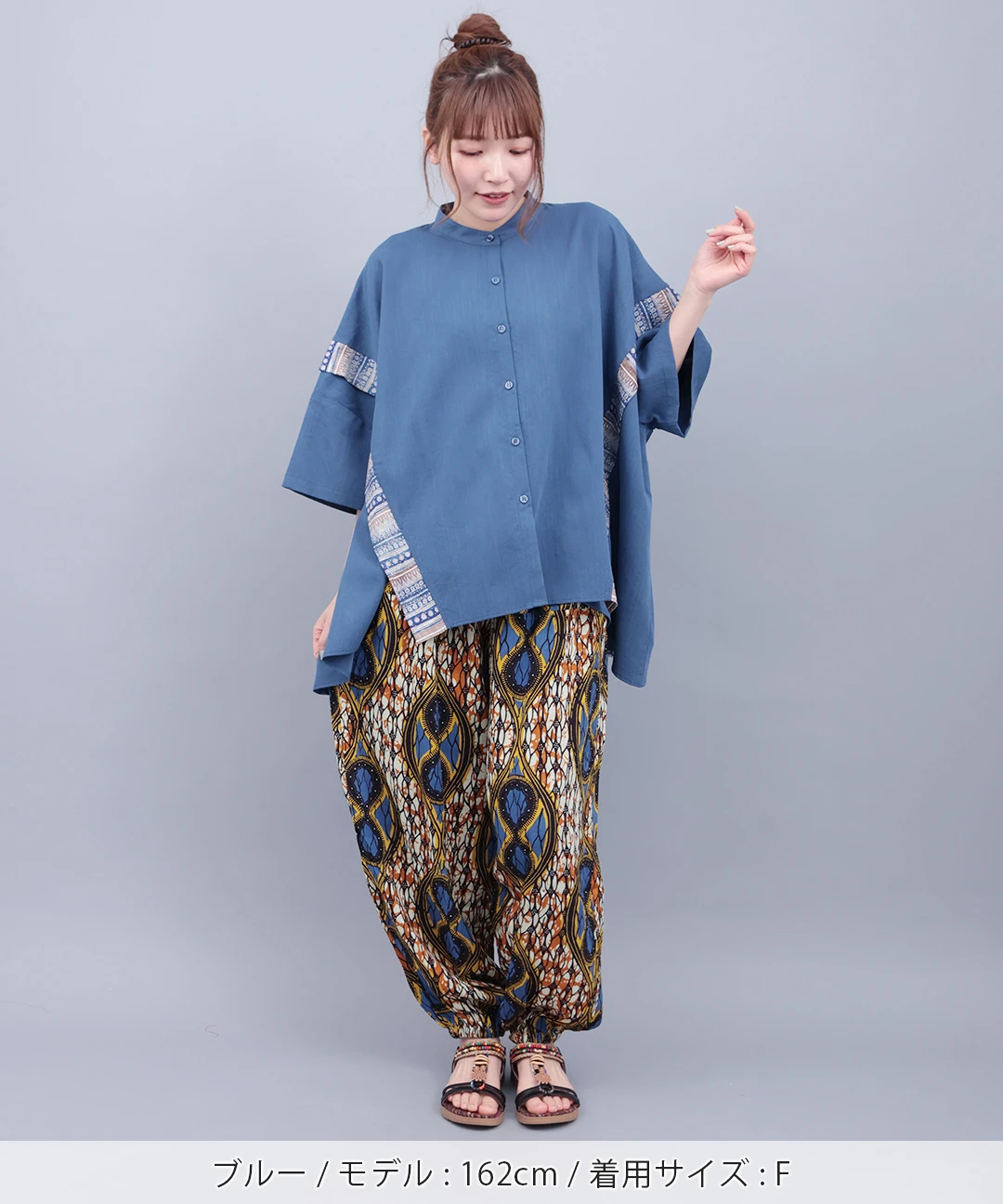 柄ライン切替シャツ / シャツ・ブラウス | エスニックファッション