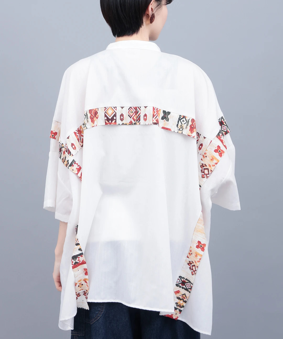 柄ライン切替シャツ / シャツ・ブラウス | エスニックファッション