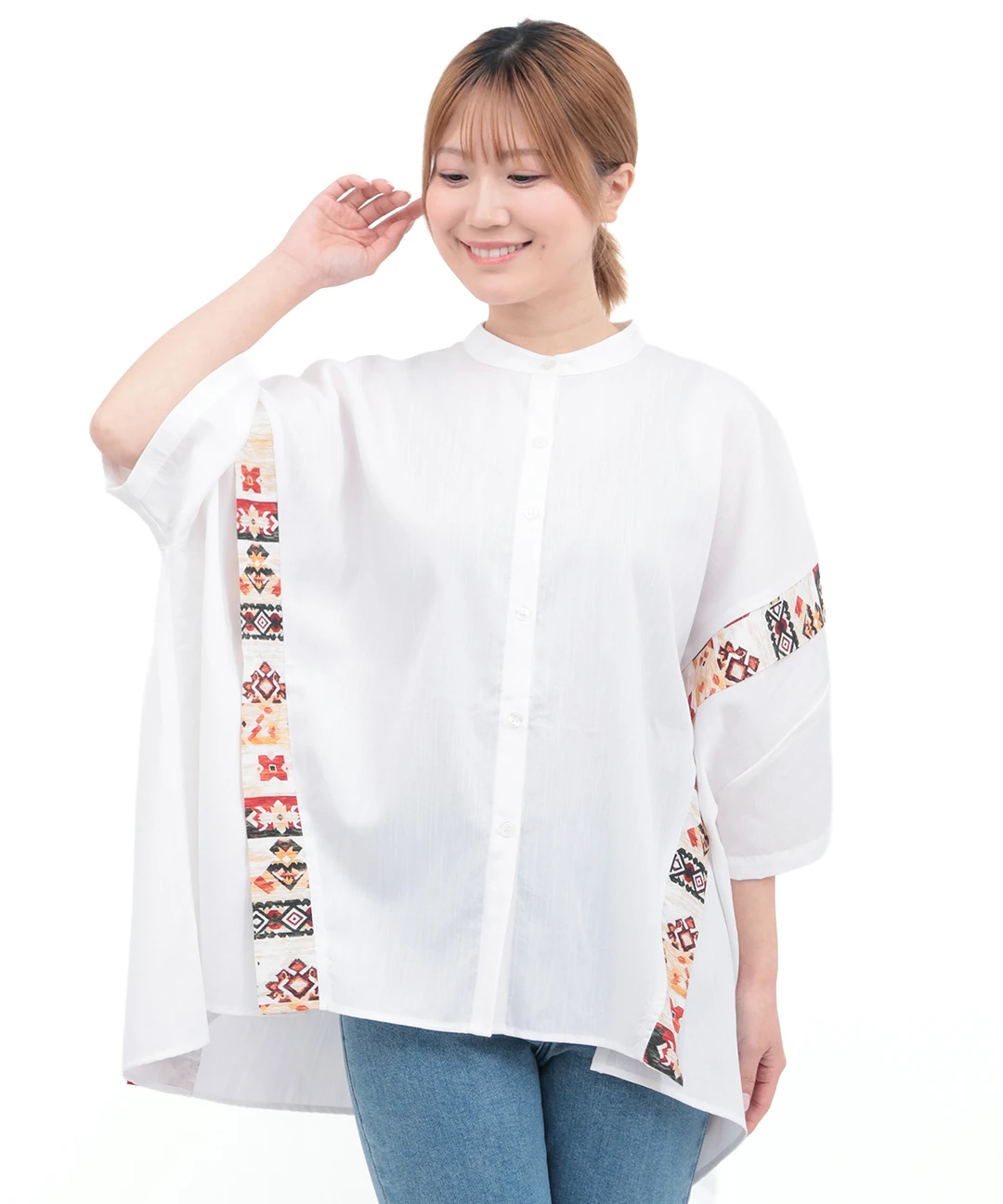 柄ライン切替シャツ / シャツ・ブラウス | エスニックファッション