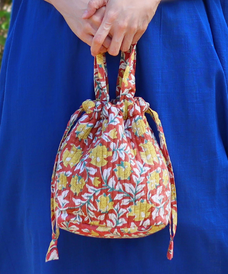 チチカカ |ブロックプリント保冷巾着バッグ【WEB限定】