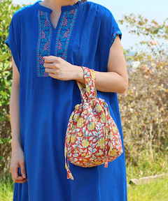 チチカカ |ブロックプリント保冷巾着バッグ【WEB限定】