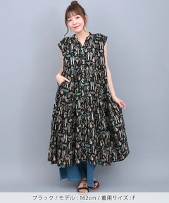 チチカカ |コットンボイルエジプト総柄ワンピース