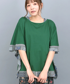 チチカカ |柄切替スクエアポンチョ