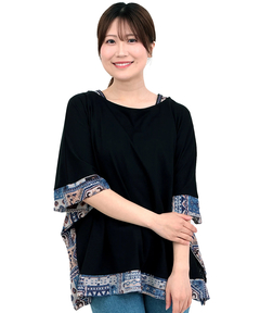 チチカカ |柄切替スクエアポンチョ