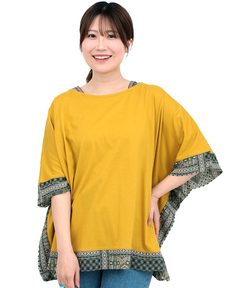 チチカカ |柄切替スクエアポンチョ