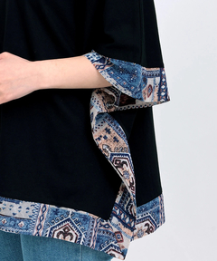 チチカカ |柄切替スクエアポンチョ