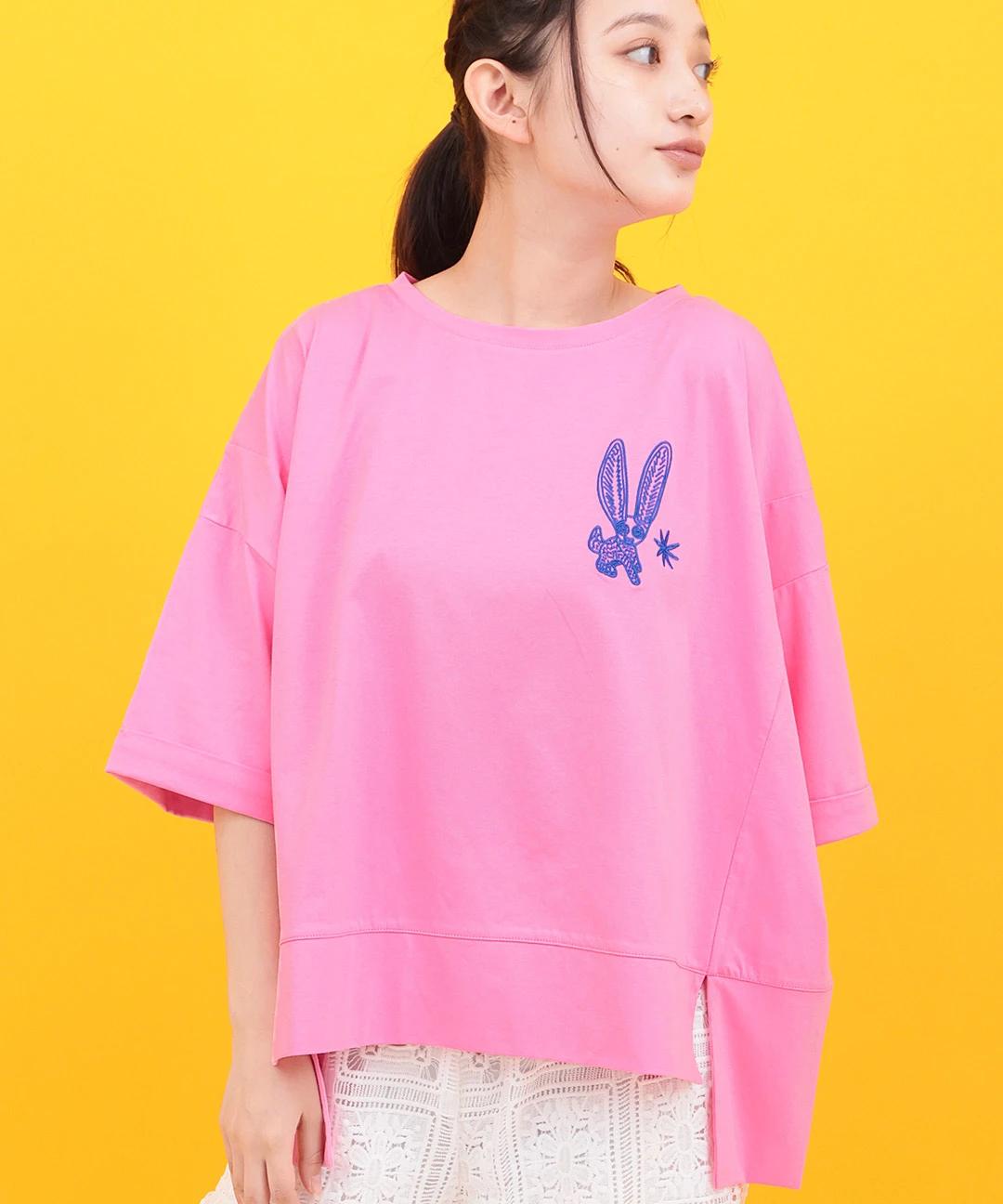 Orale! アレブリヘ刺繍ワイドTシャツ / Tシャツ・カットソー Orale! アレブリヘ刺繍ワイドTシャツ / Tシャツ・カットソー