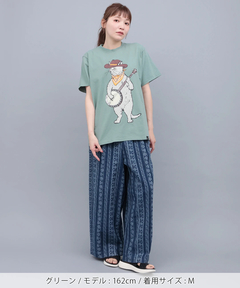 チチカカ |go slow caravan USAコットンバンジョー猫Tシャツ