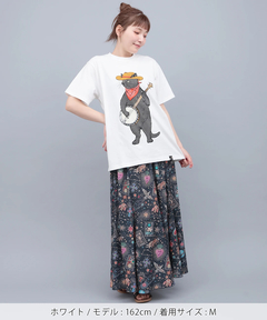 チチカカ |go slow caravan USAコットンバンジョー猫Tシャツ