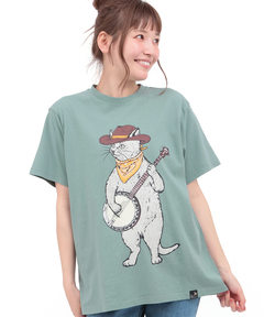 チチカカ |go slow caravan USAコットンバンジョー猫Tシャツ