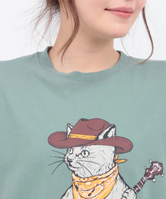 チチカカ |go slow caravan USAコットンバンジョー猫Tシャツ