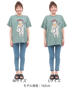 チチカカ |go slow caravan USAコットンバンジョー猫Tシャツ