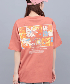 チチカカ |go slow caravan USAコットンスクエアロゴTシャツ