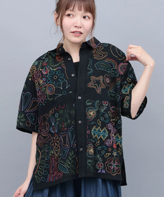 チチカカ |go slow caravan コットンリネンスクエア刺繍シャツ【WEB限定】