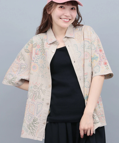 チチカカ |go slow caravan コットンリネンスクエア刺繍シャツ【WEB限定】