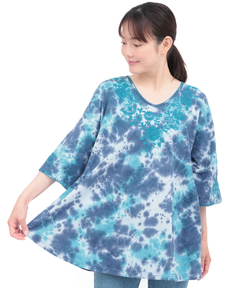 チチカカ |ムラ染フロール刺繍チュニックTシャツ