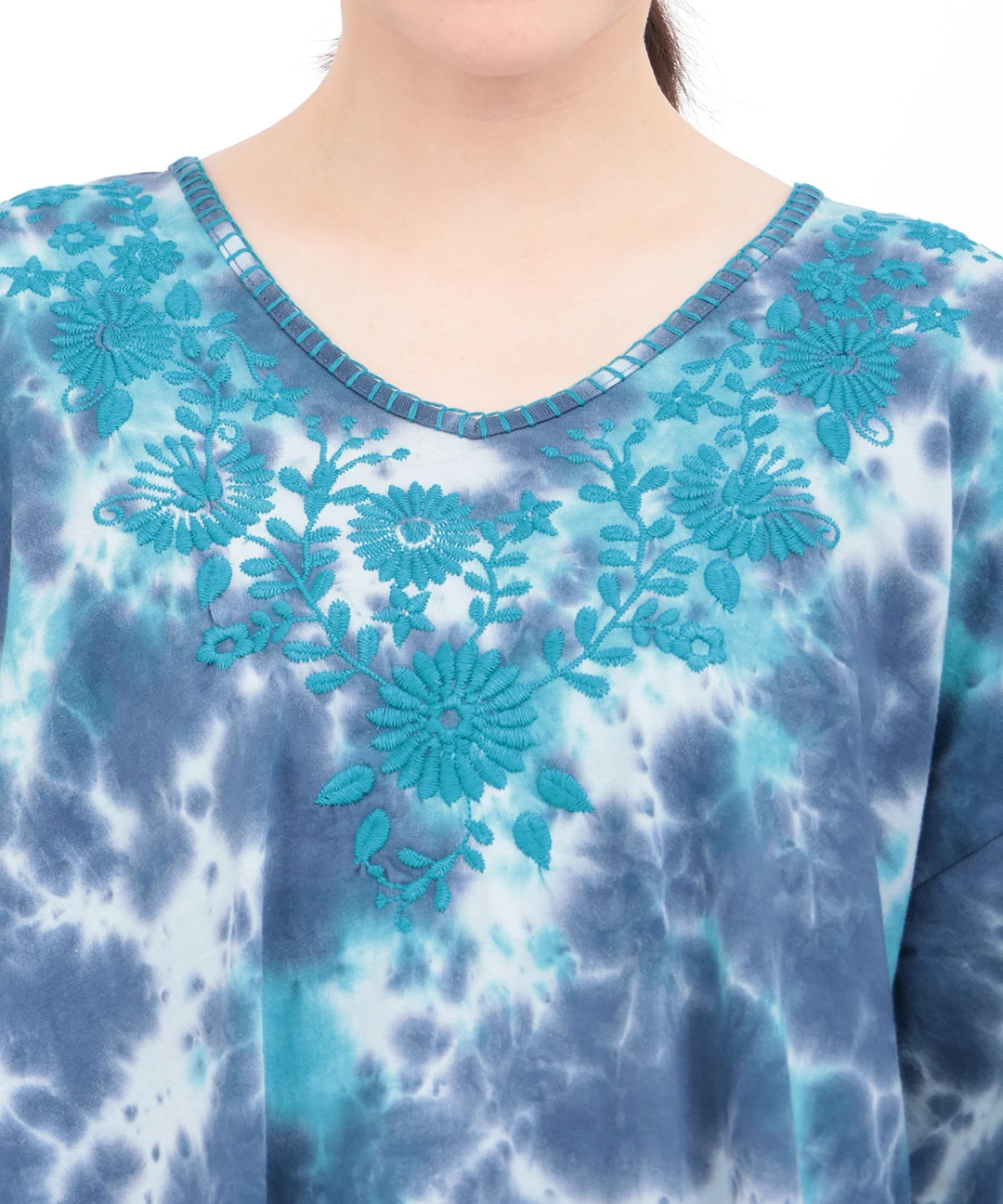 ムラ染フロール刺繍チュニックTシャツ / チュニック | エスニック