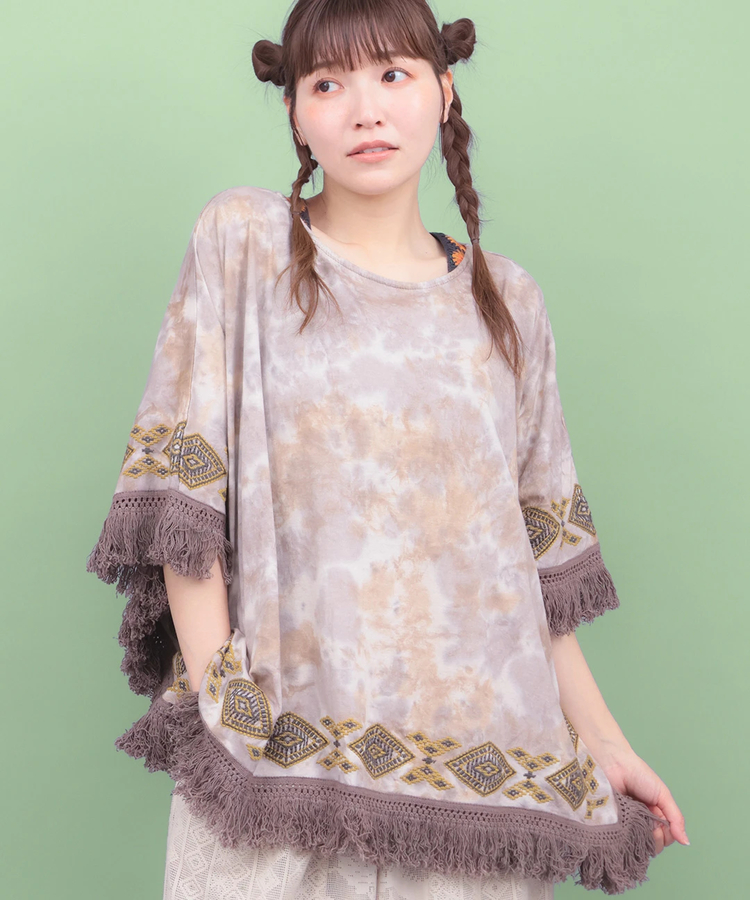 チチカカ |ムラ染キカ刺繍ポンチョ