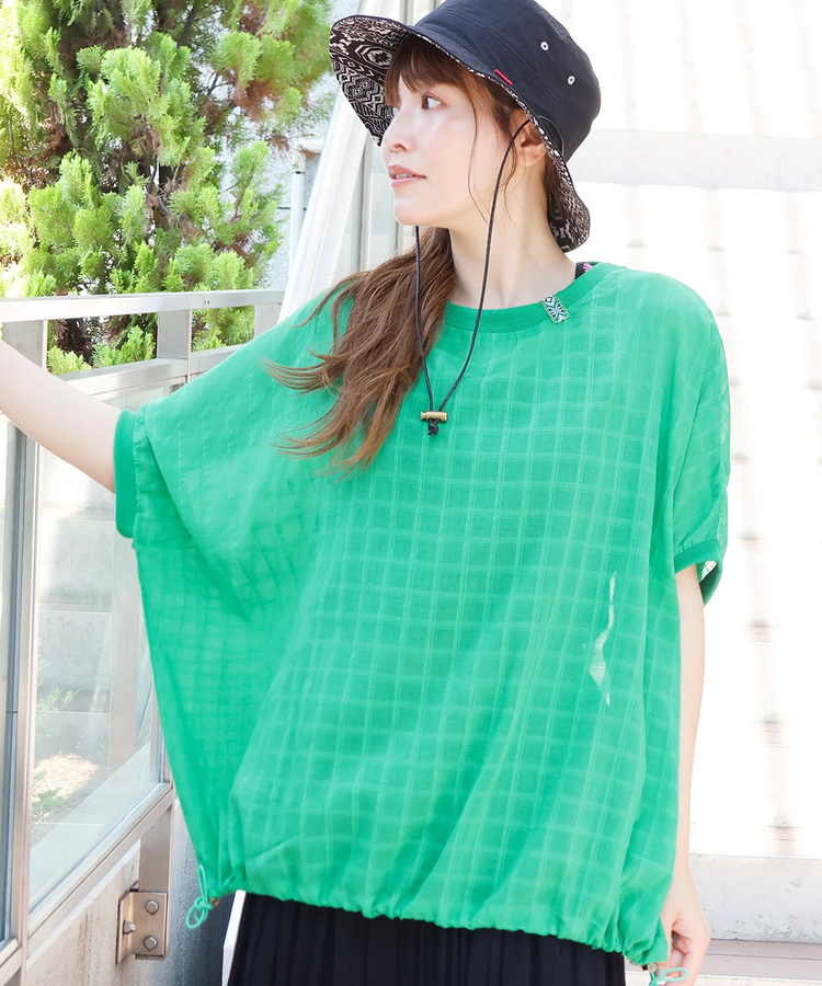 チチカカ |シアーチェックドロストビッグTシャツ