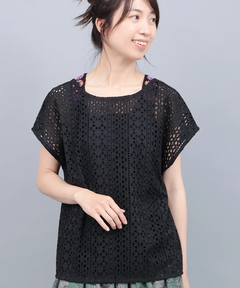 チチカカ |Shanti Shanti ヒカリドロップレース2WAYブラウス【WEB限定】