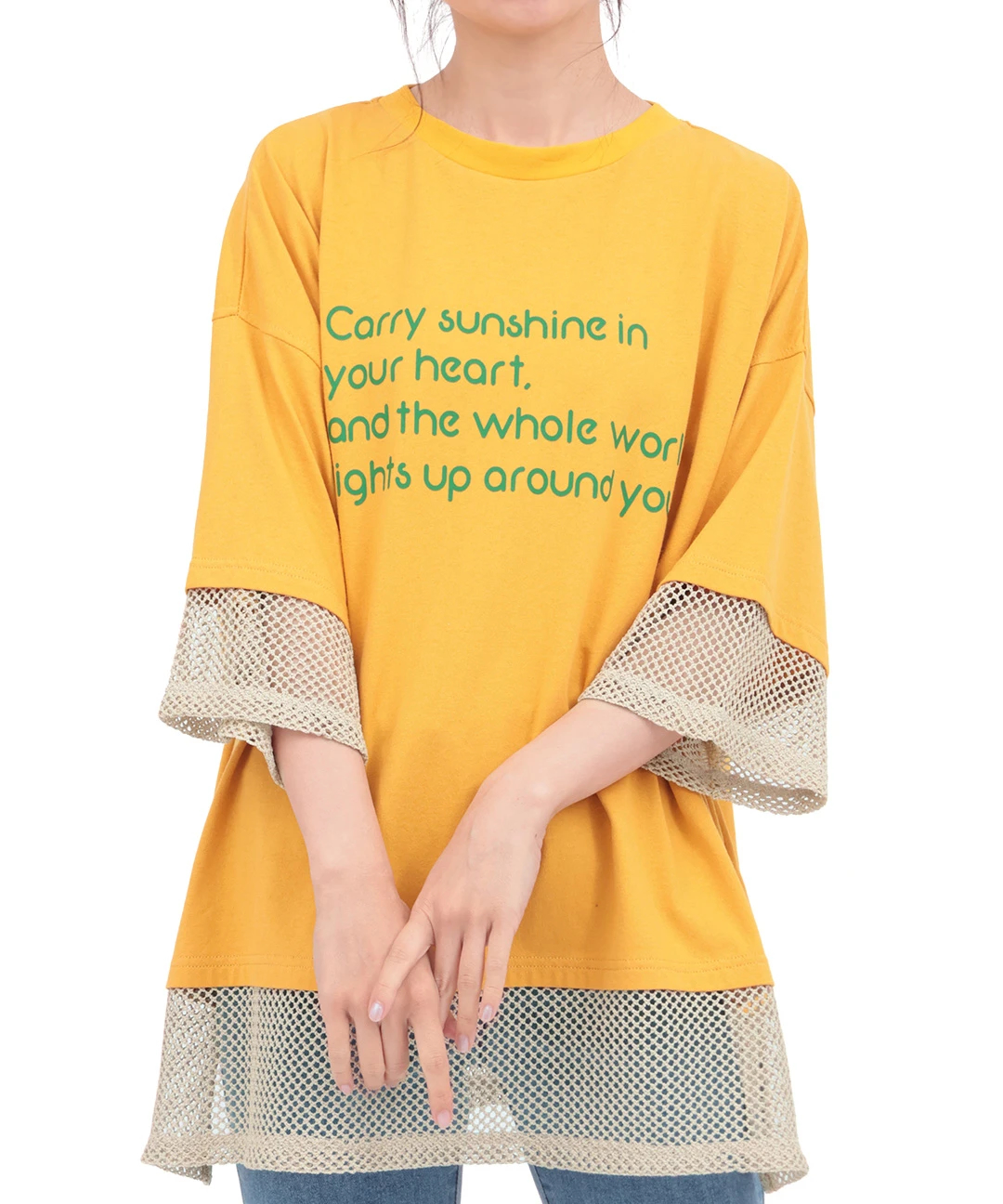 Orale! 裾メッシュレイヤード風Tシャツ / Tシャツ・カットソー