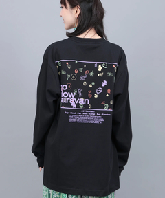 チチカカ |go slow caravan USAコットンスクエアロゴプリントロングスリーブTシャツ