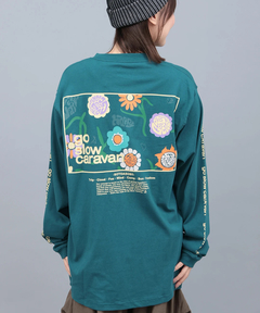 チチカカ |go slow caravan USAコットンスクエアロゴプリントロングスリーブTシャツ
