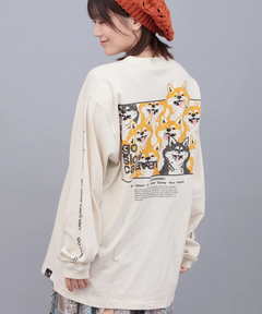 チチカカ |go slow caravan USAコットンスクエアロゴプリントロングスリーブTシャツ