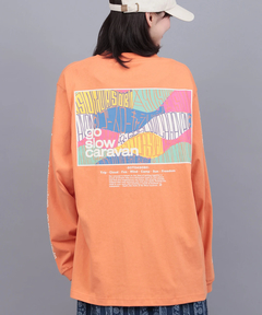 チチカカ |go slow caravan USAコットンスクエアロゴプリントロングスリーブTシャツ
