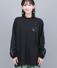 チチカカ |go slow caravan USAコットンスクエアロゴプリントロングスリーブTシャツ