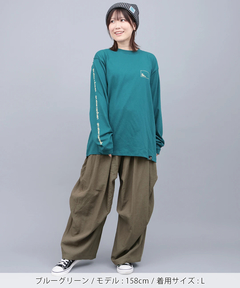 チチカカ |go slow caravan USAコットンスクエアロゴプリントロングスリーブTシャツ