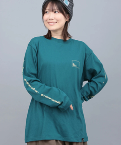 チチカカ |go slow caravan USAコットンスクエアロゴプリントロングスリーブTシャツ
