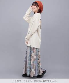 チチカカ |go slow caravan USAコットンスクエアロゴプリントロングスリーブTシャツ