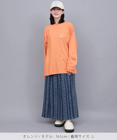 チチカカ |go slow caravan USAコットンスクエアロゴプリントロングスリーブTシャツ