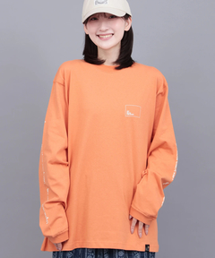 チチカカ |go slow caravan USAコットンスクエアロゴプリントロングスリーブTシャツ