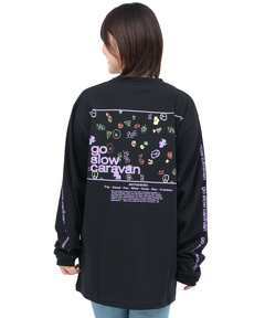 チチカカ |go slow caravan USAコットンスクエアロゴプリントロングスリーブTシャツ