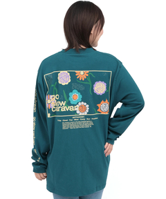 チチカカ |go slow caravan USAコットンスクエアロゴプリントロングスリーブTシャツ