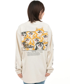 チチカカ |go slow caravan USAコットンスクエアロゴプリントロングスリーブTシャツ