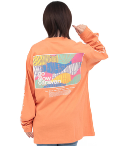 チチカカ |go slow caravan USAコットンスクエアロゴプリントロングスリーブTシャツ