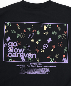 チチカカ |go slow caravan USAコットンスクエアロゴプリントロングスリーブTシャツ