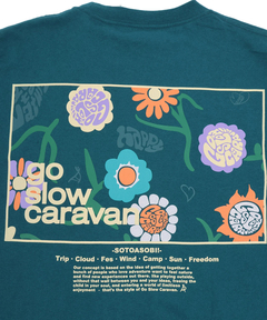 チチカカ |go slow caravan USAコットンスクエアロゴプリントロングスリーブTシャツ