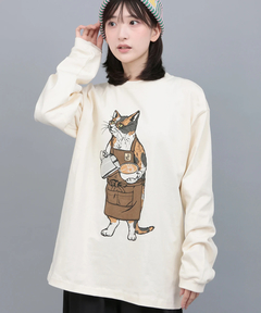 チチカカ |go slow caravan USAコットンバリスタ猫ロングスリーブTシャツ