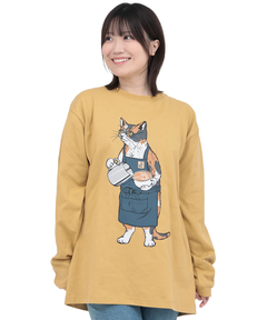 チチカカ |go slow caravan USAコットンバリスタ猫ロングスリーブTシャツ