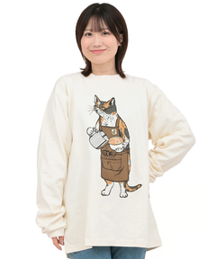 チチカカ |go slow caravan USAコットンバリスタ猫ロングスリーブTシャツ