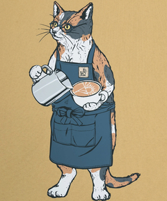 チチカカ |go slow caravan USAコットンバリスタ猫ロングスリーブTシャツ